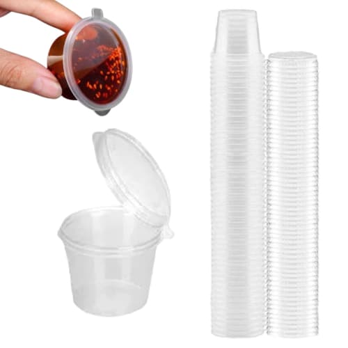 50 Leak-Resistant Disposable Dressing Cups with Hinged Lids, Soy Sauce Dispensers, Mini Condiment Dispensers, Takeout Containers, Mini Disposable Cups