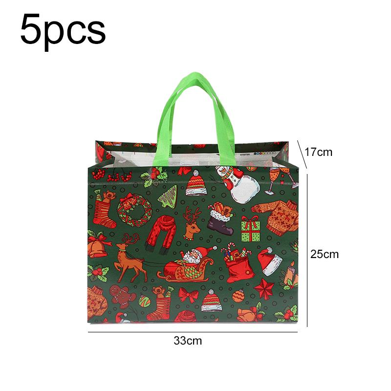Bolsa de Caramelos Navideños Bolsas de Empaque de Regalo Patrón Lindo de Papá Noel Muñeco de Nieve Bolso de Mano Suministros para Fiestas Festivas Tela No Tejida TMZ