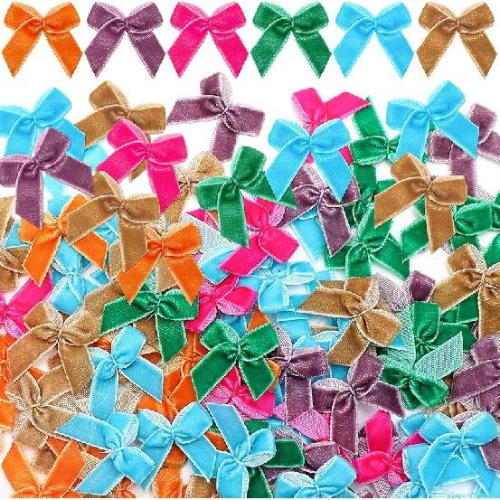 Waydress 120 шт. 1 дюйм Маленькие мини-рождественские бархатные банты для поделок Рождественские банты-закрутки Маленькие атласные банты Рождественские DIY поделки Шитье Скрапбукинг Подарок