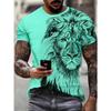 Tiger Men's T-shirt Short-sleeved Summer Outdoor Casual Tops Animal Print Pattern Large Size Loose Men's Fashion Clothing