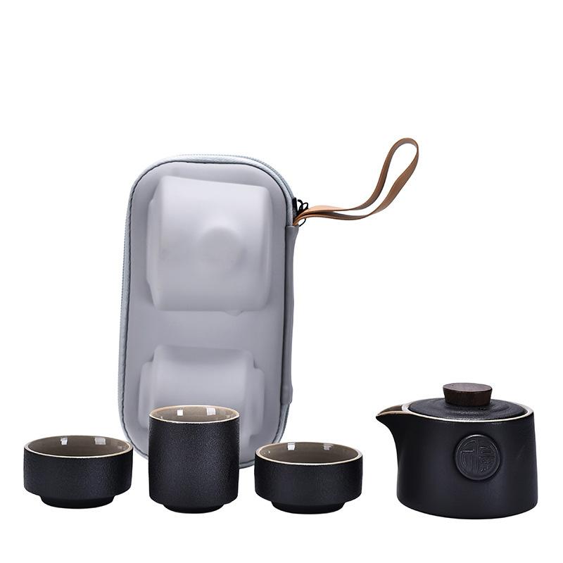 Black Pottery Simple Travel Kung Fu Tea Set Japanese Portable Outdoor High-end Gifts