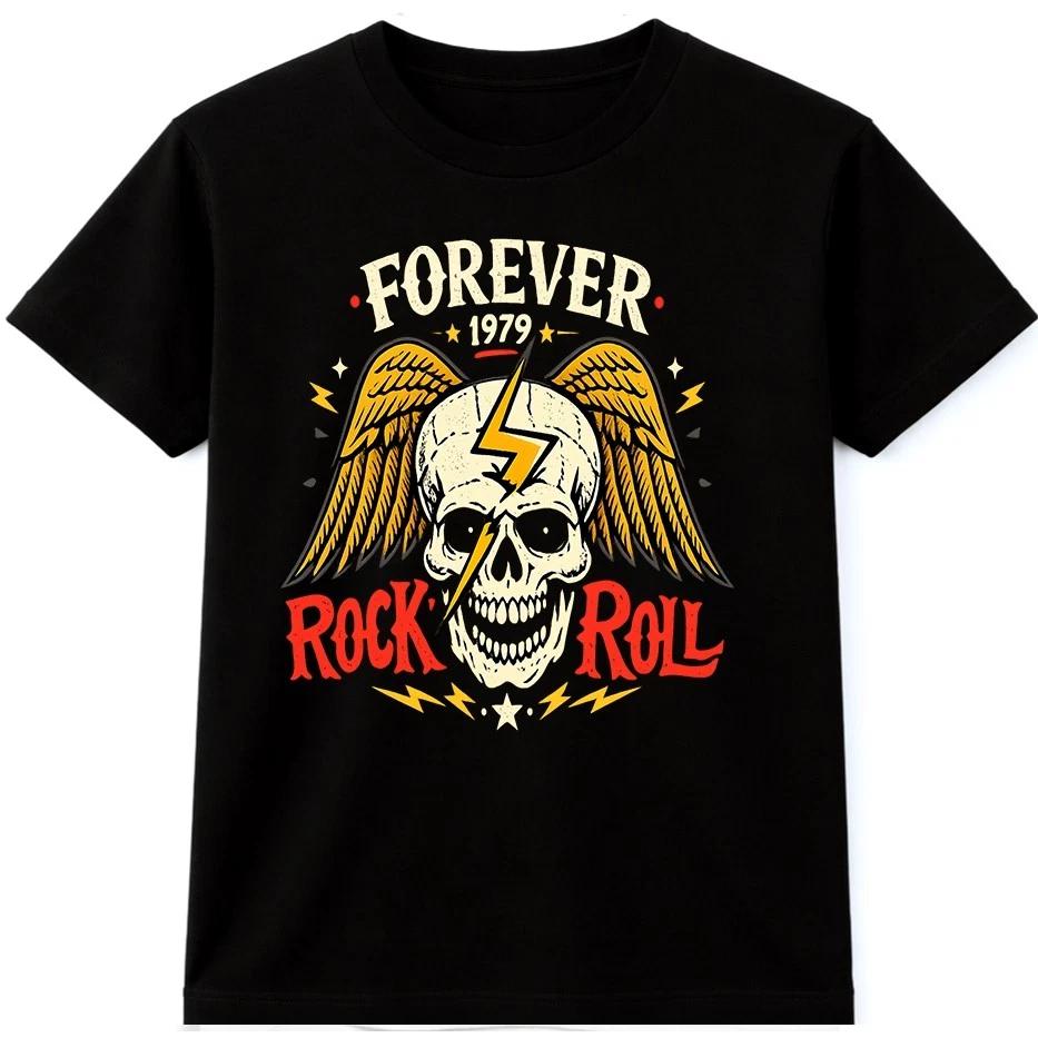 Winged Skull T Shirt Rock and Roll Lightning Vintage Rock Music Graphic Tee S