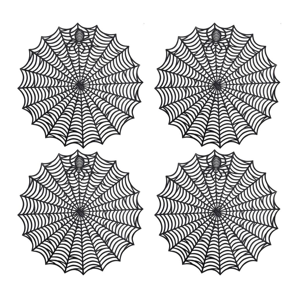Halloween Spider Web Placemats Durable PVC Material Multi Purpose Table Decor For Spooky Party Dinner Or Everyday Use