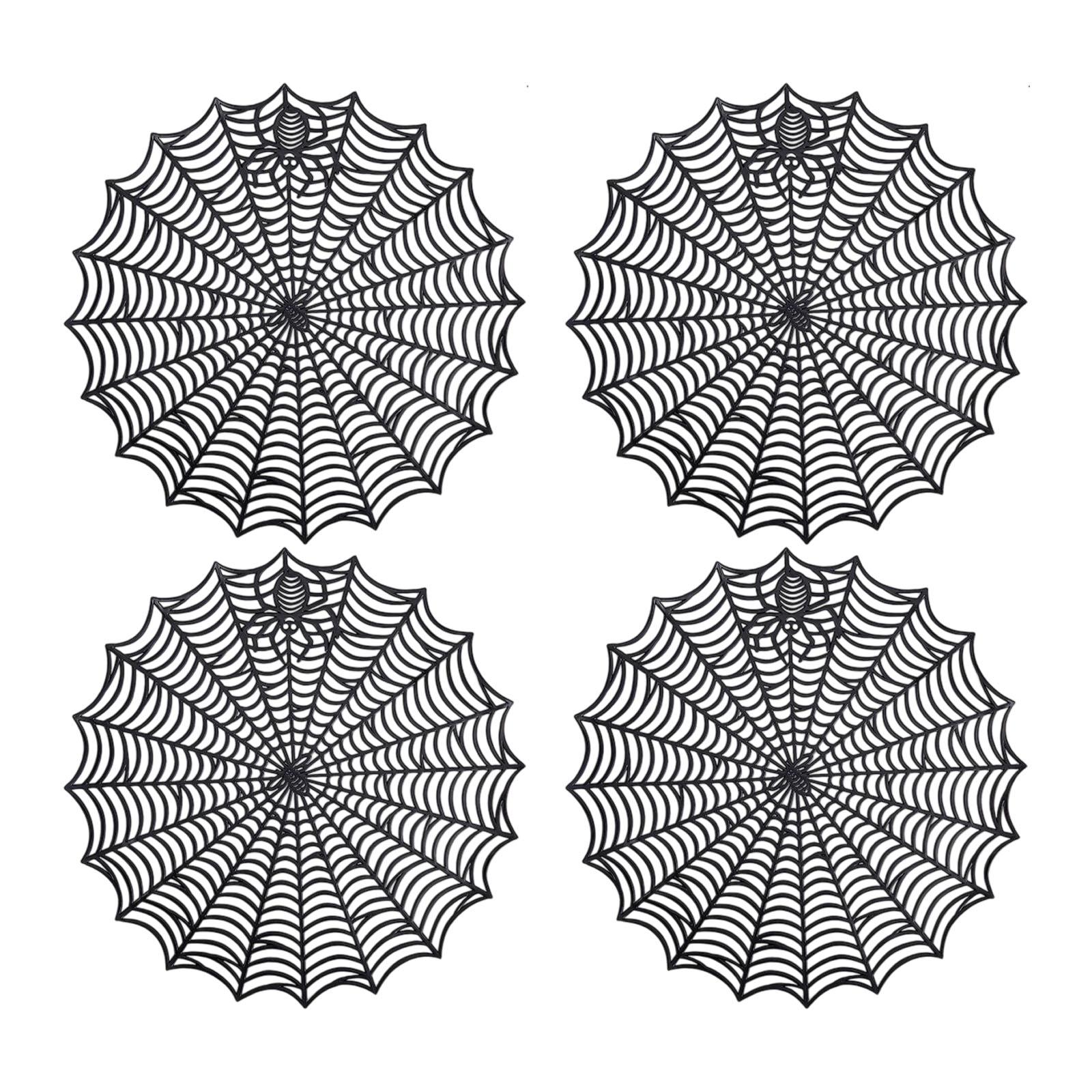 

Хэллоуинские салфетки в виде паутины Прочный ПВХ материал Многоцелевой декор стола для жуткой вечеринки, ужина или повседневного использования 4P