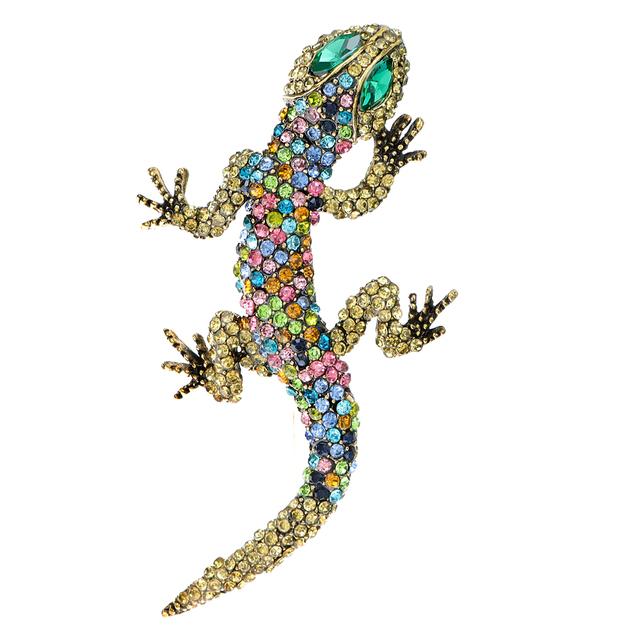 Rhinestone Lizard Gecko Brooches For Women Animal Pin Large Design 2 Colors Available New Arrival 2023