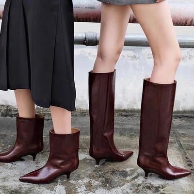 Sexy Spitzschuh High Heels Hohe Stiefel Damen Stiefeletten Partykleider Schuhe Designer Brandneu Winter Chelsea Pumps Mujer