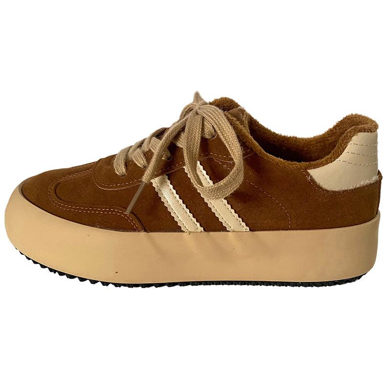 6598 latex insoles/velvet thick-soled German training shoes women's shoes two cotton thermal board shoes 2024 new retro cotton shoes