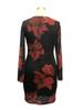 Women Floral Print Mesh Dress Round Neck Long Sleeve Slim Maxi Dress Spring