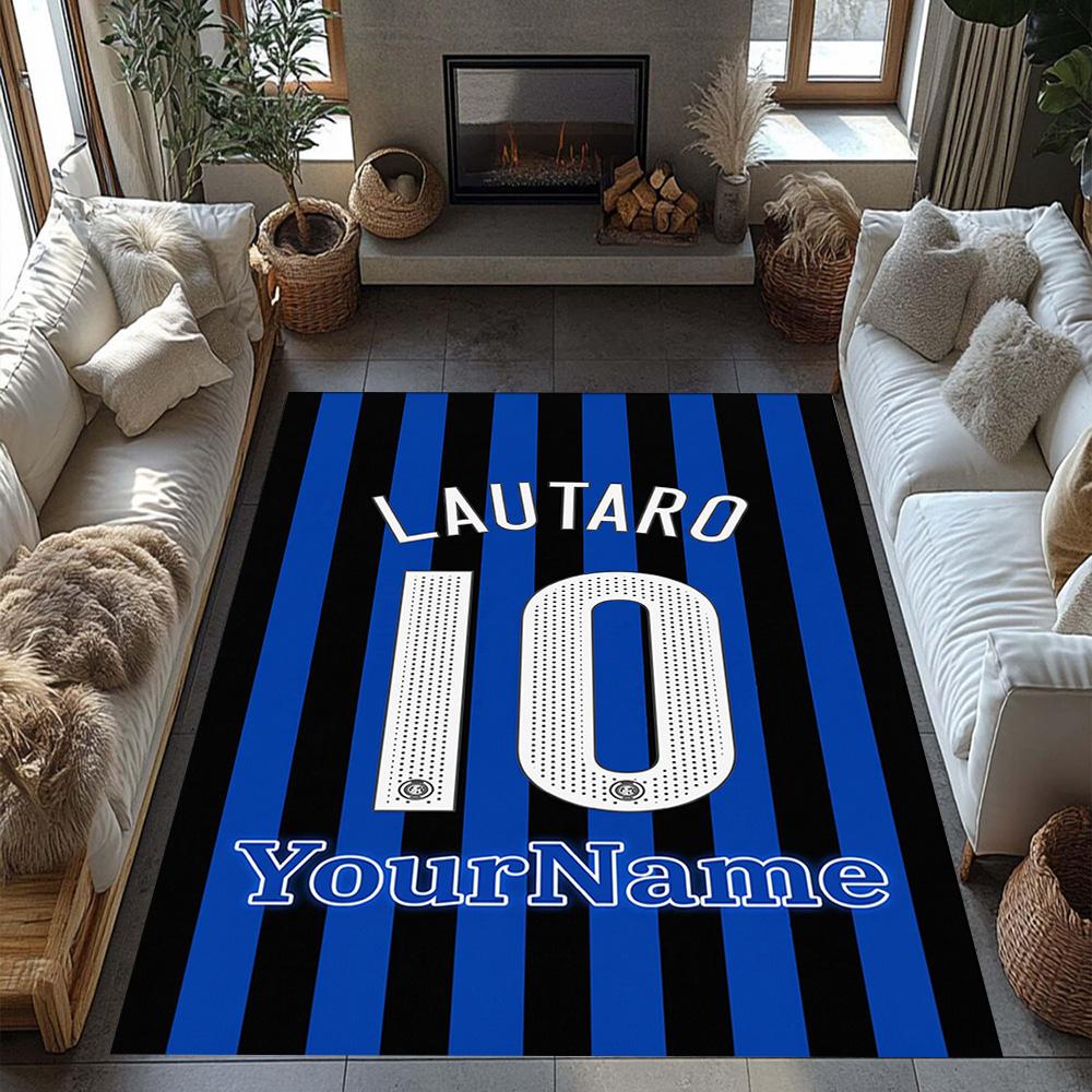 Inter Milan Customizable Name Area Rug Perfect for Study room Game Room Dormitory Balcony Anti-slip Rug Office home decor Best for Christmas