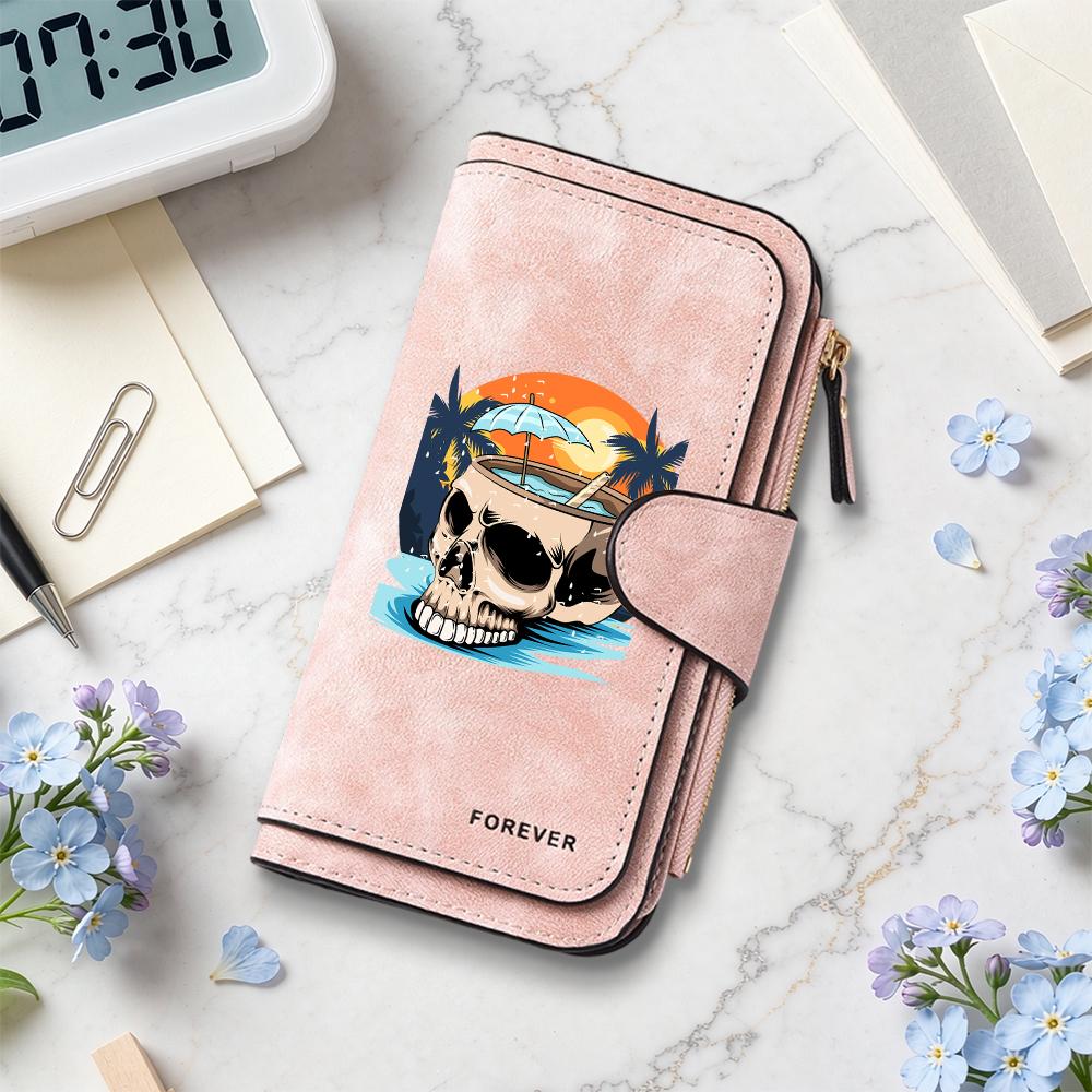 Summer Skull Pattern Long Wallet Fashion Daily Portable Card Holder