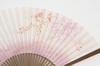 [Hasegawa] Kyoto-style fan, cherry blossom pattern, pink, carved clove wood, double-sided design, handmade by Kyoto craftsmen, fan case included, in