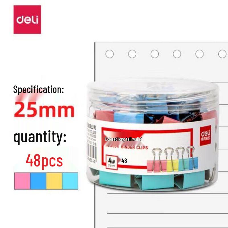 Deli 25mm Assorted Color Metal Binder Clips