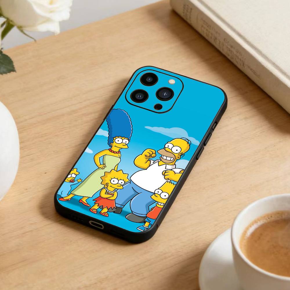 The D-Simpsons Cartoon Phone Case For iPhone 17 16 15 14 13 12 Max Plus Silicone Black Cover