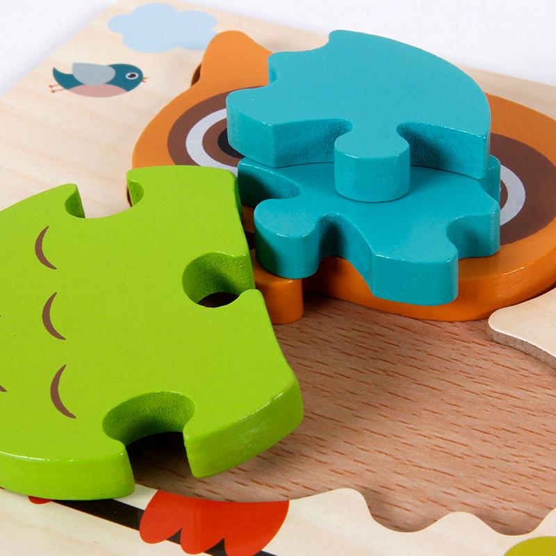3D Wooden Cartoon Animal & Vehicle Puzzle Board for Early Childhood Education