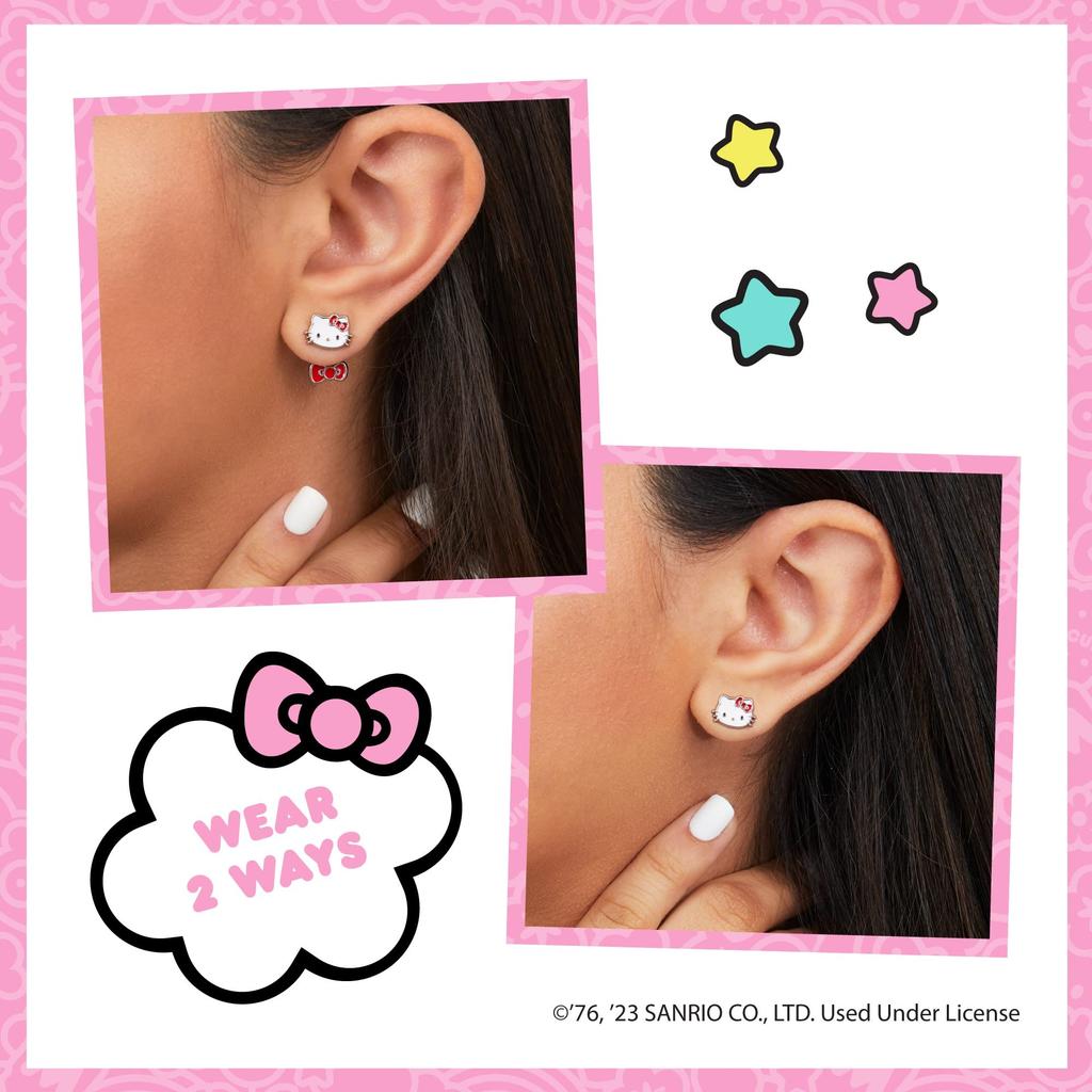 Sanrio Hello Kitty Front Back Stud Earrings Enamel Hello Kitty Earrings Officially No Jewelry - Licensed, Costume,
