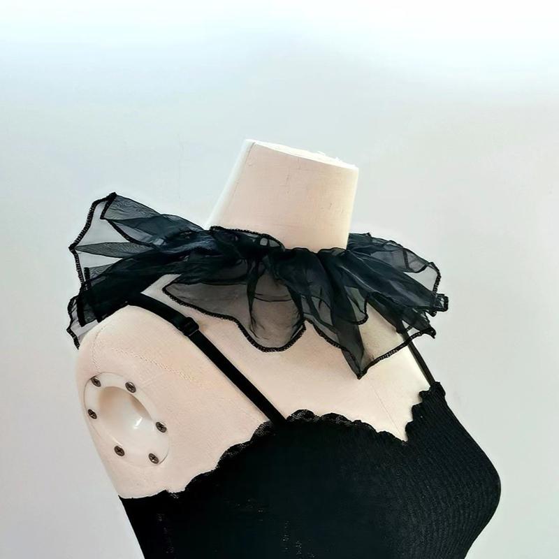 Solid Color Sweet Tie Scarf Ralph Collar Fashion Lace Shawl Collar Accessory Fairy Detachable Collar For Stage Performance Party