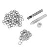 Grommet Tool Kit 100 Set Grommet Eyelets with Setting Tools Hole Cutter Mandrel for Tarps