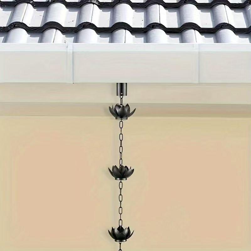 Metal Vintage Lotus Waterfall Rain Chain For Home Garden Outdoor Decor