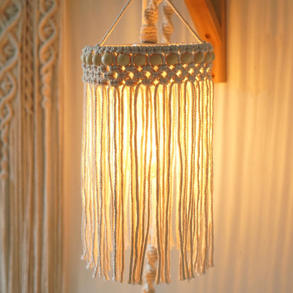 Nordic Bohemian Handwoven Cotton Rope Pendant Lamp for Living Room, Bedroom, and Coffee Shop