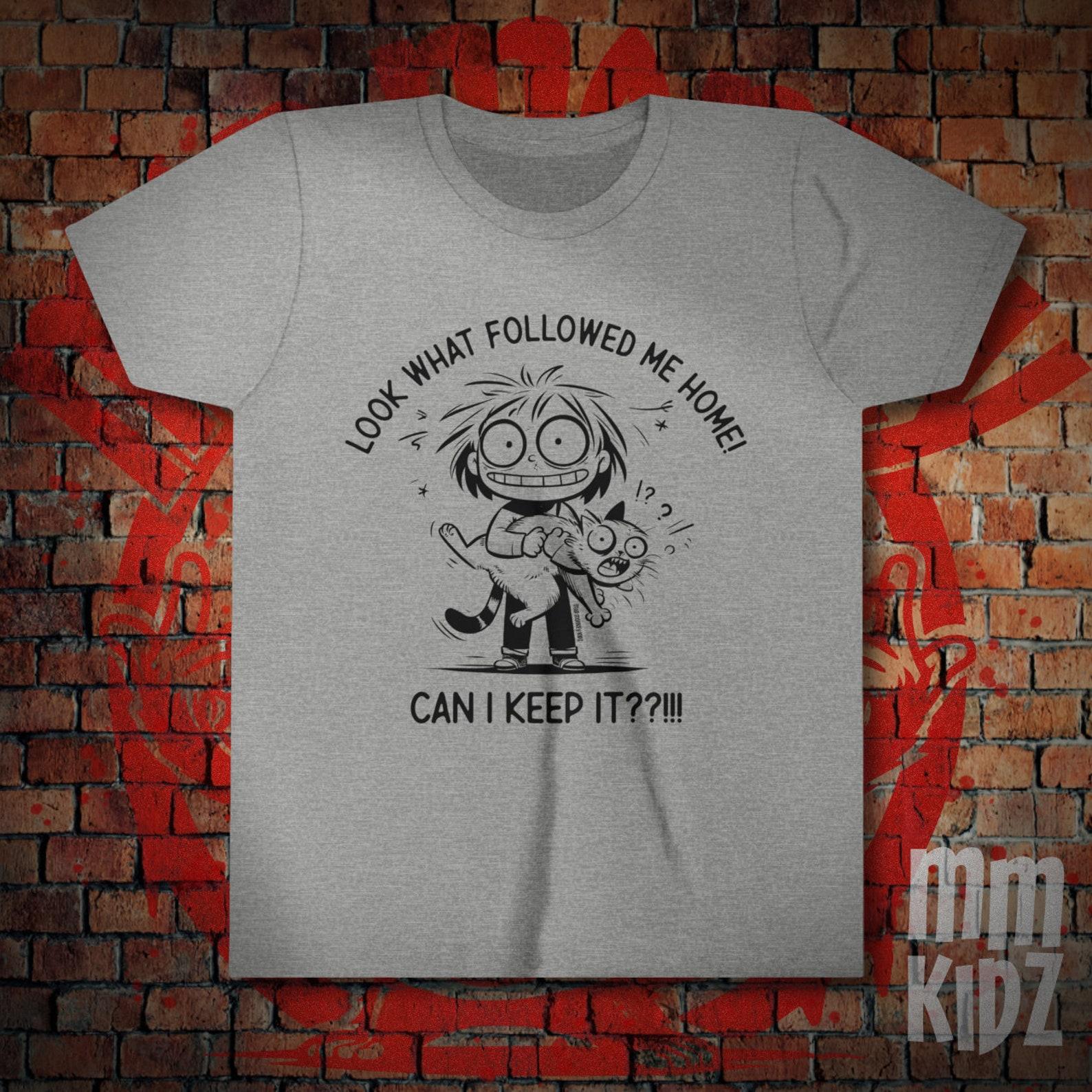 Cute Cat T-Shirt, Cartoon Cat T Shirt, Funny Cat Graphic Tee, Funny Caption Cat Shirt, Gifts for Kids, Kids Cat T-Shirt, Cat Lover Tee 150