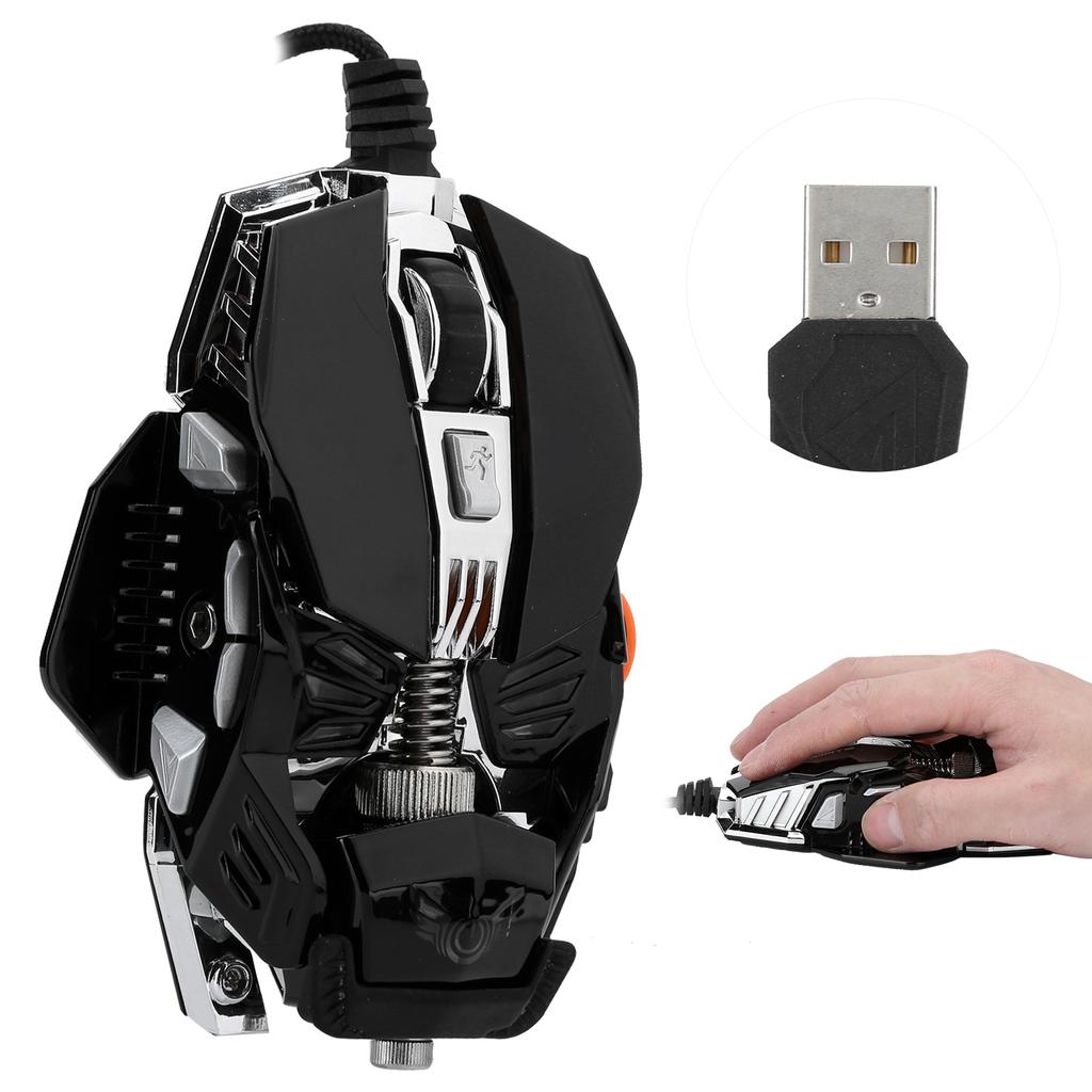 Gaming Mouse Wired USB Mechanical Glowing Crystal Ball Aggravated Computer AccessoriesBlack USB