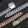 Full Diamond Bubble Chain Cuban Chain Set Hip Hop Men's Necklace Bracelet Trend Jewelry 1111 Summer New
