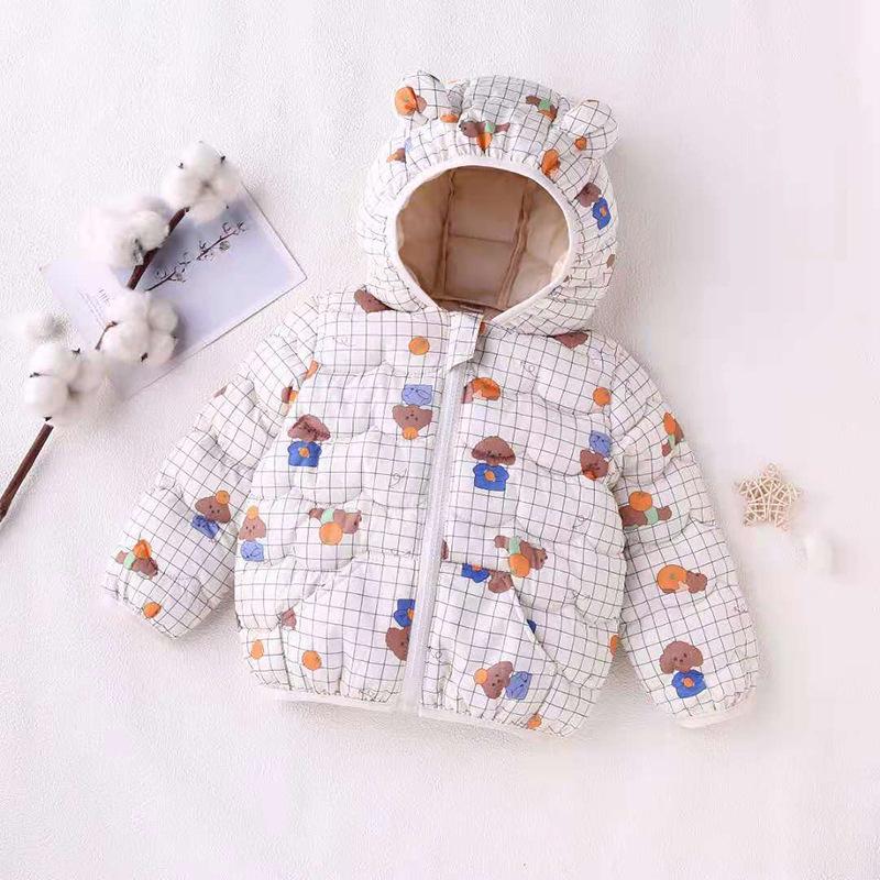 2025 Autumn/Winter Cartoon Style Kids' Down Cotton Jacket - Unisex Lightweight Baby Outerwear
