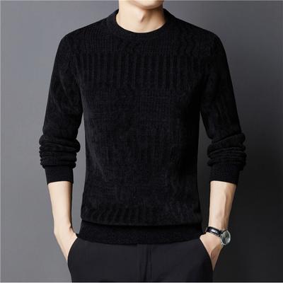 Höst och Vinter Ny Herrtröja Rundhals Stickad Ulltröja Varm Plus Size Underdel