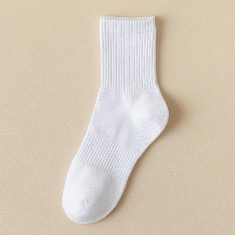 Men's Socks Retro Solid Color Brown White Khaki Beige Breathable Cotton Socks Casual Sport Fashion Medium Tube Long Sock
