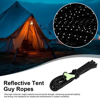 4M Windproof Tent Rope With Luminous Tensioner Awning Rope High-Strength Guy Lines Canopy Cord For Camping Tent Accessories