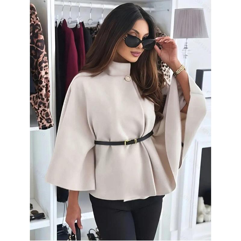 Elegantní jednobarevné bundy Módní dámské jednoradové s netopýřími rukávy Silné nové kabáty Ležérní volné Chic sako pro kancelářskou dámu