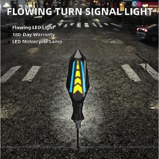 12V LED Turn Signal Light for Motorcycle Heavy Motor Scooter ATV with Two Sides Flowing Lamp for Motorcycle Lighting System