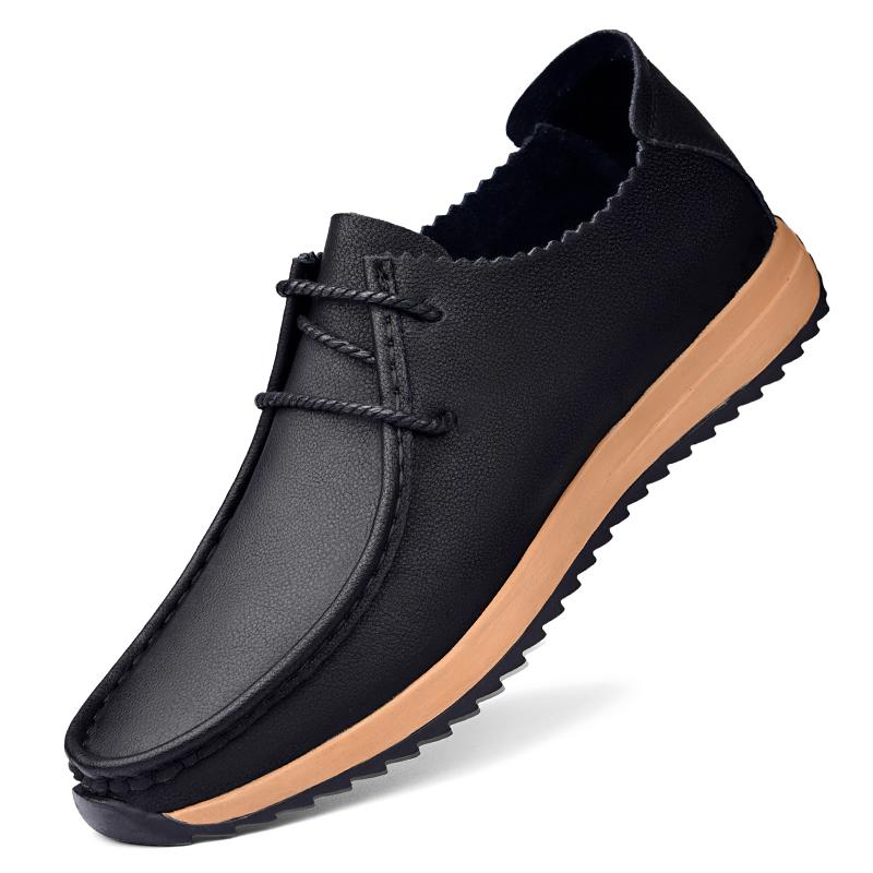 Fashion Luxury Brand Men Genuine Leather Casual Business Shoes Soft Sole Lace-up Casual Leather Walking Shoes Lightweight Outdoor Shoes