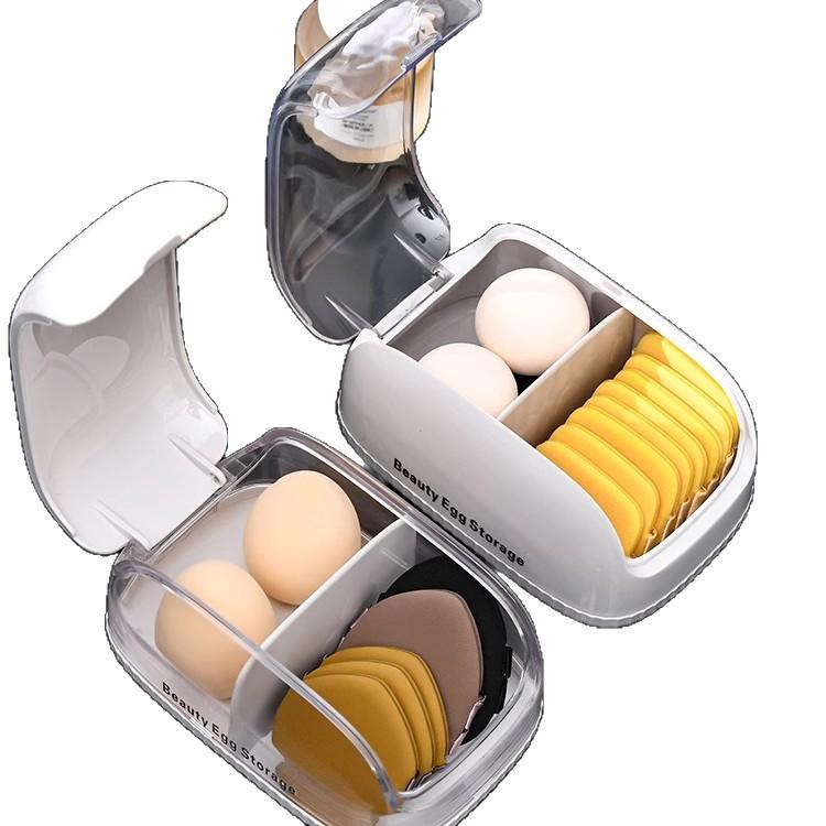 Staubdichte Make-up-Schwamm- und Kosmetik-Aufbewahrungsbox mit Klappdeckel