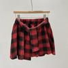 Streetwear Plaid Skirt for Women Spring Summer Vintage Hong Kong Style Irregular Skirt Pants All-match