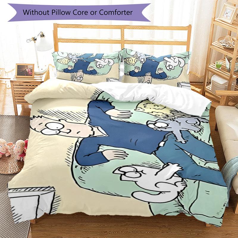 Simon's Katze 3-teiliges Bettwäsche-Set Bettbezug Verschluss Enthält 1 Bettbezug & 2 Kissenbezüge für Alle Jahreszeiten Schlafzimmer Zuhause Wohnheim Dekor