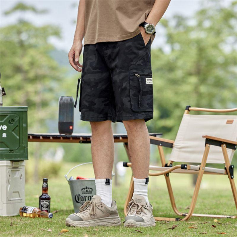 Excess Stock Camouflage American Retro Work Shorts for Men, Summer 2024 New Trendy Ins Style, Large Size Five-Point Shorts
