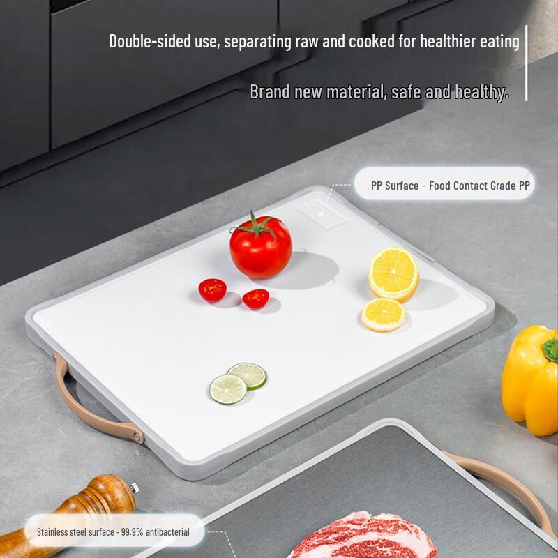 Kangbakh Zweiseitiges antibakterielles Edelstahl-Schneidebrett