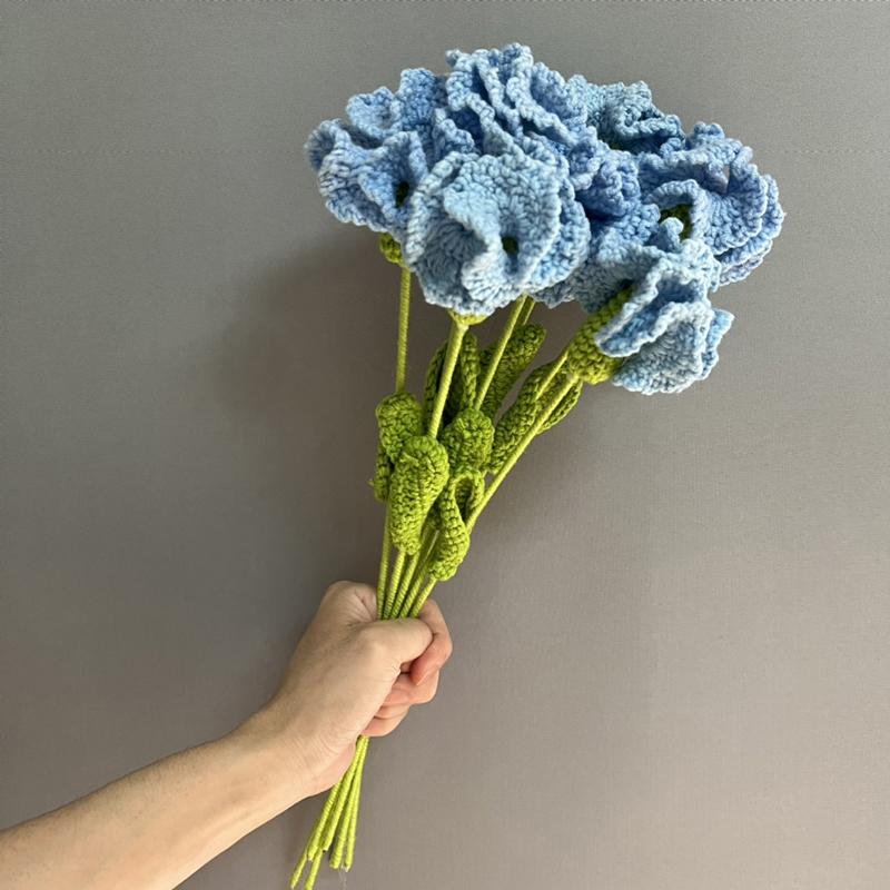 43cm Weaving Carnation Bouquet Handmade Crochet Wool Carnation Flower
