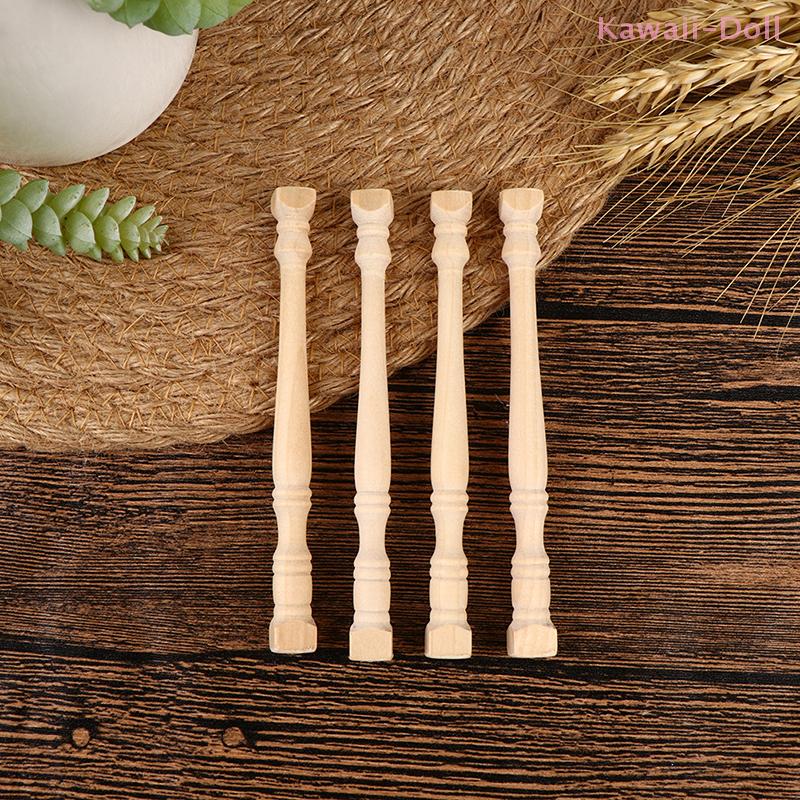 4Pcs/Set Miniature Wooden Roman Pillar Model 1:12 Dollhouse Furnitures Toys