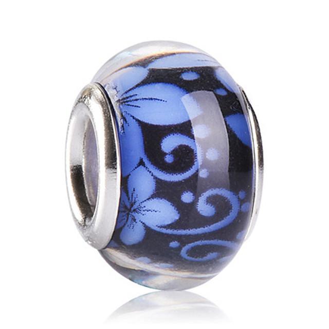 Daisy Flower Round Murano Glass Beads for Charm Bracelet Pendant DIY Jewelry