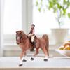 Miniature Simulation Brown Horse with Horsewoman Figurine and Saddle Animal Figure Collection Model Toys for Kids