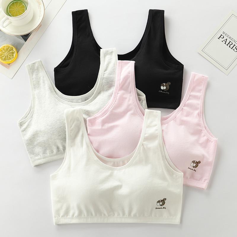 Teen Girls Middle High School Puberty Thin Wireless Cotton Sports Bra Vest
