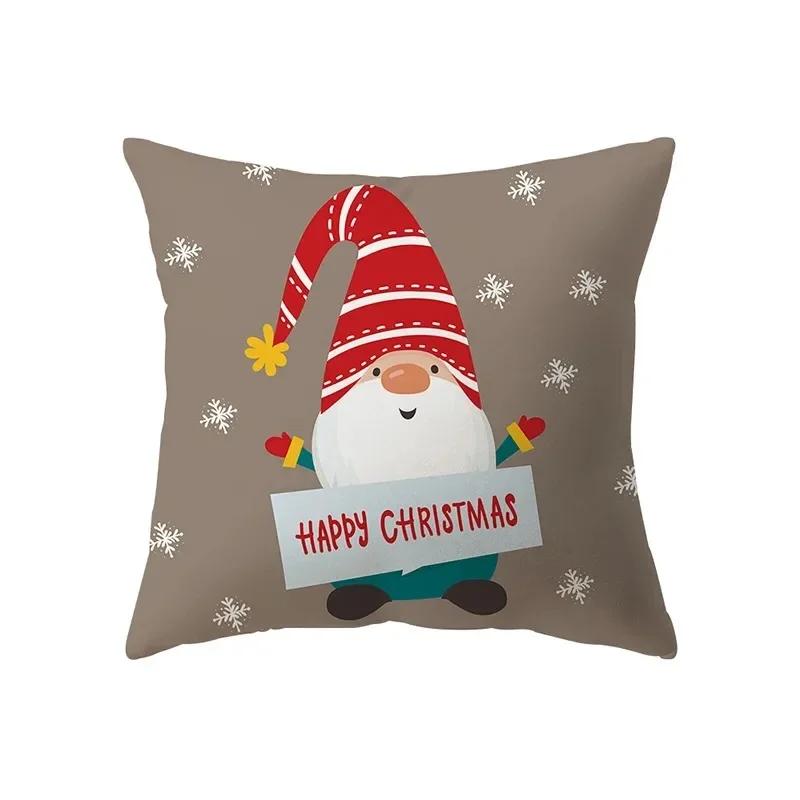 Christmas Theme Santa Claus Printed Pattern Cushion Cover Home Living Room Sofa Decoration Pillow 45x45cm