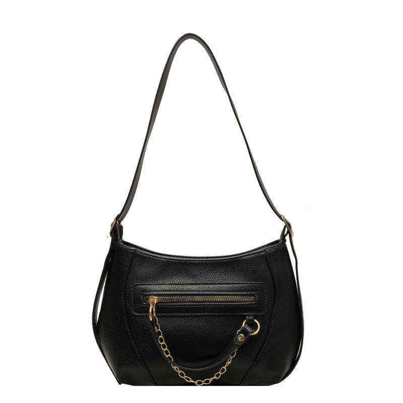 

Ретро личи узор текстура модная повседневная сумка-мессенджер женская сумка 2024 новый тренд европейская и американская сумка через плечо чёрный