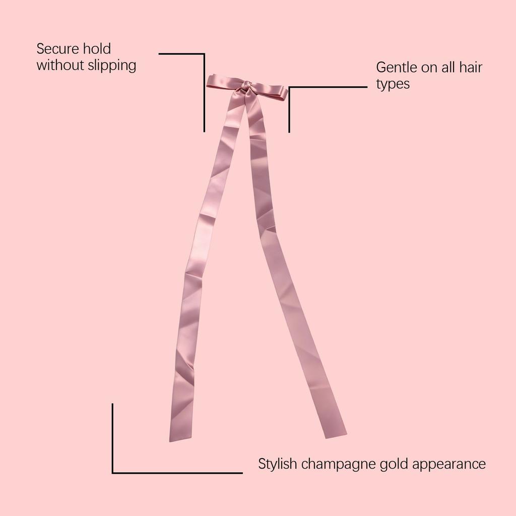 8PCS Rose Pink Bow Ribbon Hair Clip, Soft Lightweight Hair Bow Clips, Sweet Hairclip, Easy Secure, Non Slip, Stylish