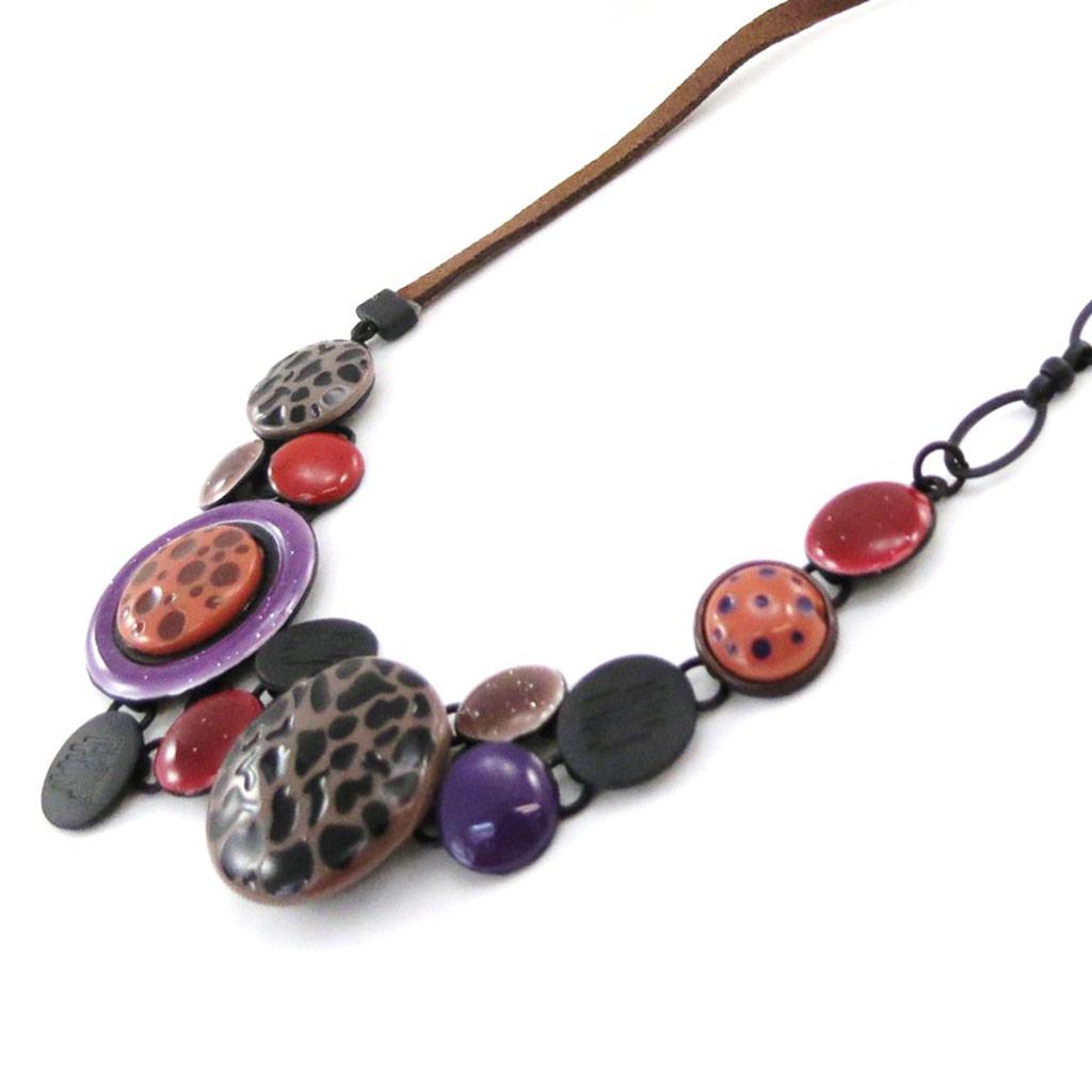 NOA [J2169] - Collier Créateur 'Safari' marron violet
