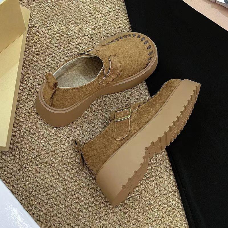 

Тонкий бархатный Birken однотонные туфли женские осень 2025 новые лоферы на одной педали на толстой подошве с увеличением высоты всеохватывающие туфли Birken 39