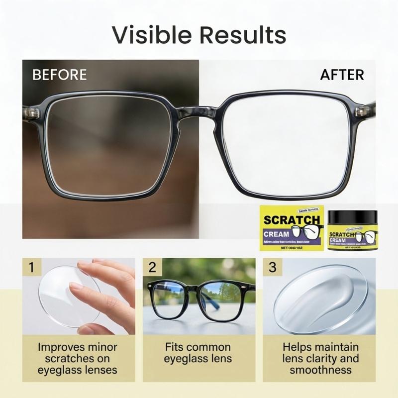 Lens Scratch Remover Glasses Lens Cleaner with Cleaning Sponge for Students Workers and Eyeglasses Store