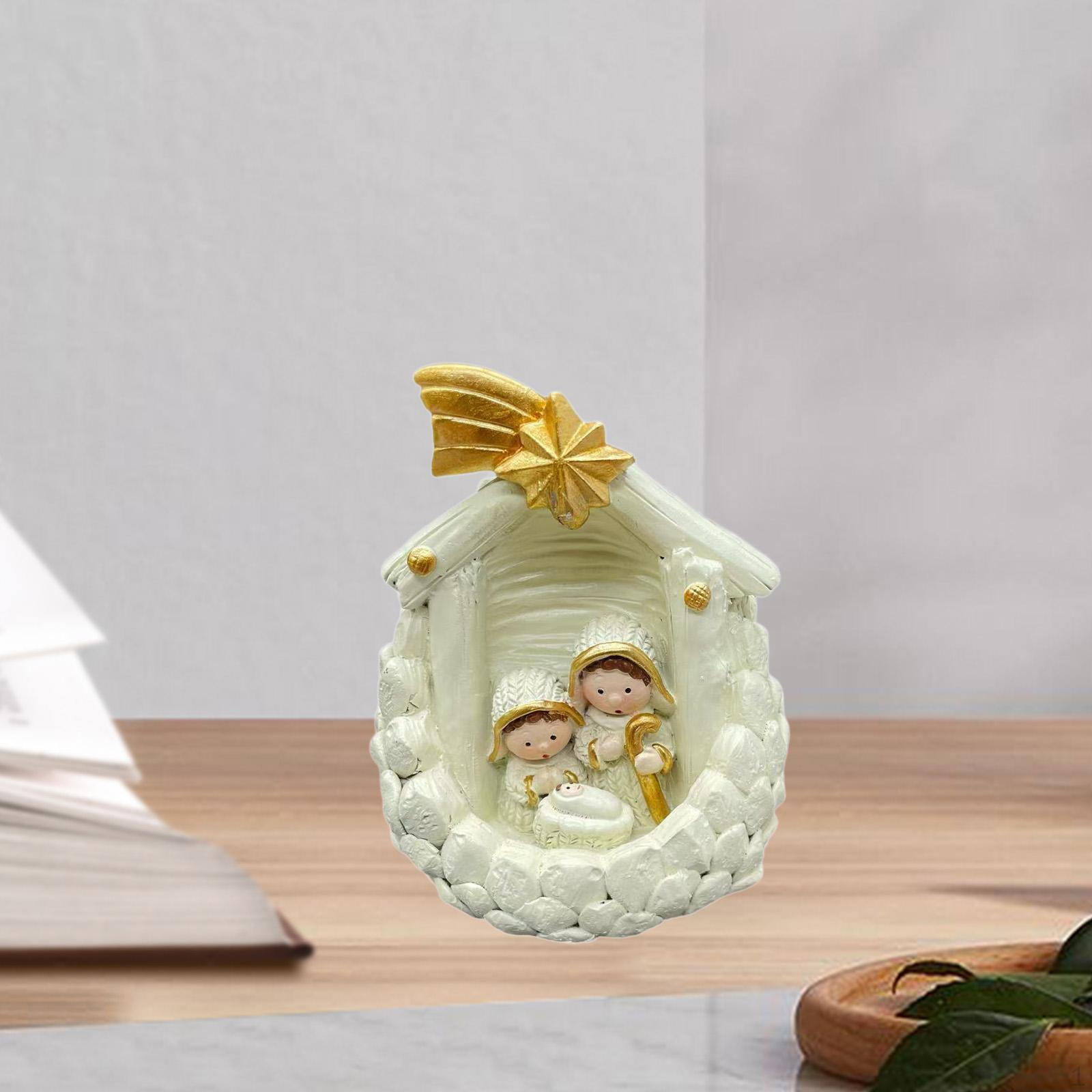 Miniature Nativity Figurine Religious Gift Ornament,Desk Figure,Small Scene Holy Family